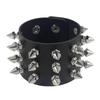 2025 Pu Leather Studded Bracelet Choker Punk Spike Rivets Cuff Black Wristband Adjustable Cuff Bangle