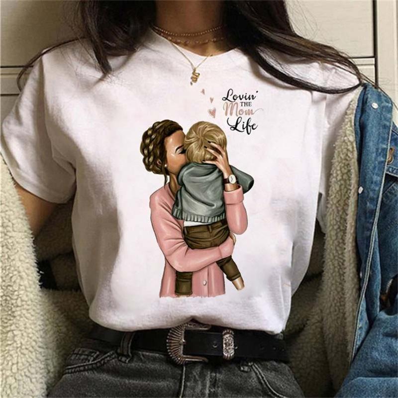 Spring Summer New Mother's Day Theme Large Size Women's Simple Cartoon Casual T-shirt Women Oversized T Shirt Tops