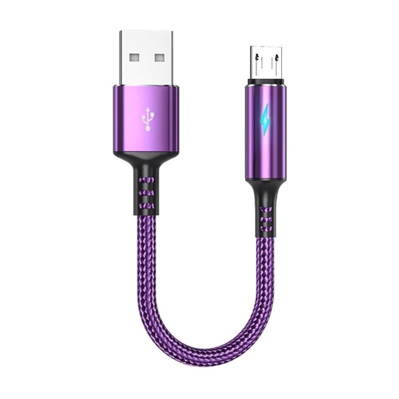 Короткий кабель Micro USB, кабель USB на Micro USB в нейлоновой оплетке для быстрой зарядки, поддержка передачи данных 480 Мбит/с