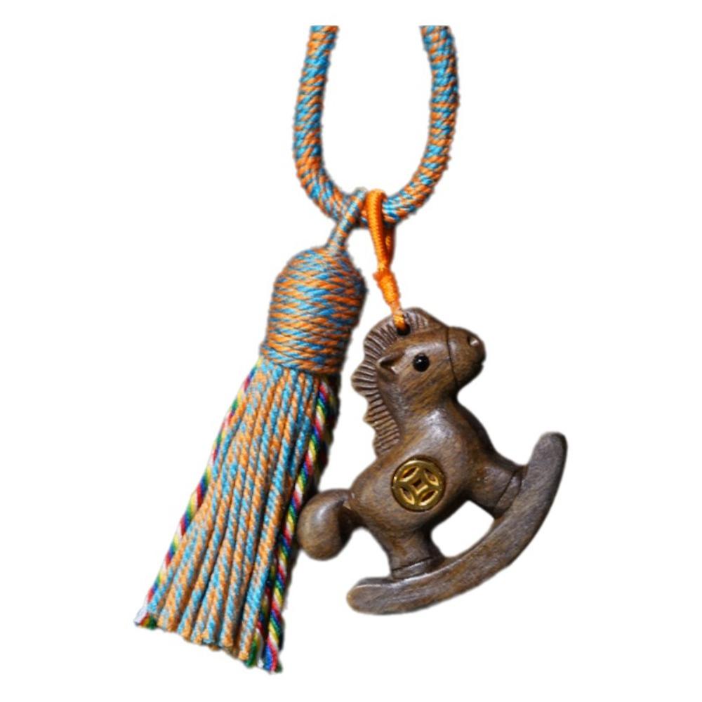 Wooden Mobile Phone Chain Traditional Zodiac Key Ring Neck Pendant Horse Pendant Year of The Horse