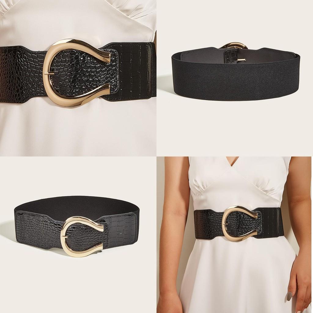 Buckle Fashion Gold Decoration Women Casual Wide Waist Belt For Use Daily