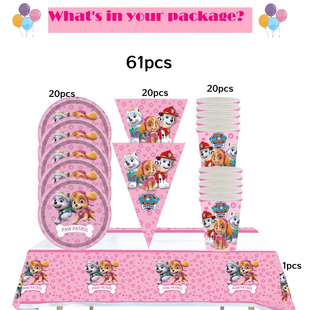 Розовая Вечеринка в честь Дня Рождения Щенячий Патруль Декор Скай Одноразовая Посуда Скатерть Тарелки Фольгированные Шары Праздник для Малыша Девичник Товары для Вечеринки