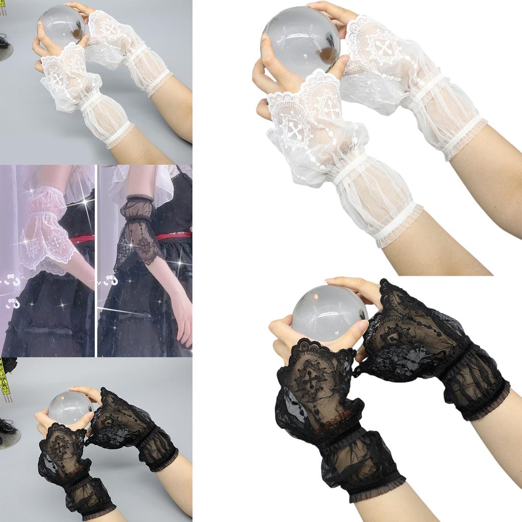 Elegant Lace Cuffs Decorative Sleeves for Female Teens Detachable Arm Cover Cuff Extension Trendy Clothing Accessories