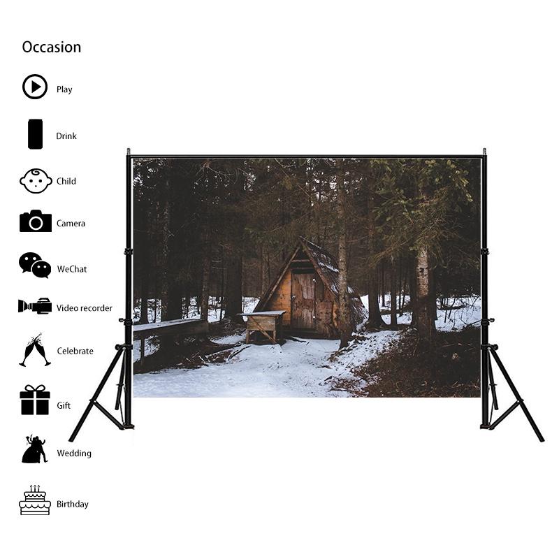Winter Nature Landscape Photography Background Snow Mountain Forest Studio Photo Backdrops Christmas Theme Living Room Wall Hanging Tapestry Decor