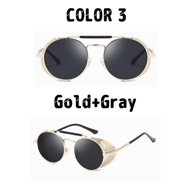 1 Pcs Gothic Steampunk Sunglasses Polarized Mens Womens Brand Designer Vintage Round Metal Frames