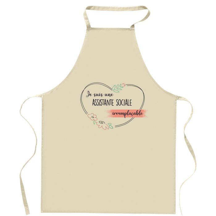 Tablier de cuisine - Planetee - Assistante sociale Irremplaçable - Coton résistant - Impression française