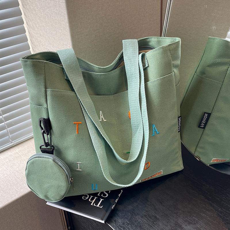 Large Capacity Canvas Bag Women's New Commuter Tote Bag Women Ins College Students' Class One-shoulder Handbag