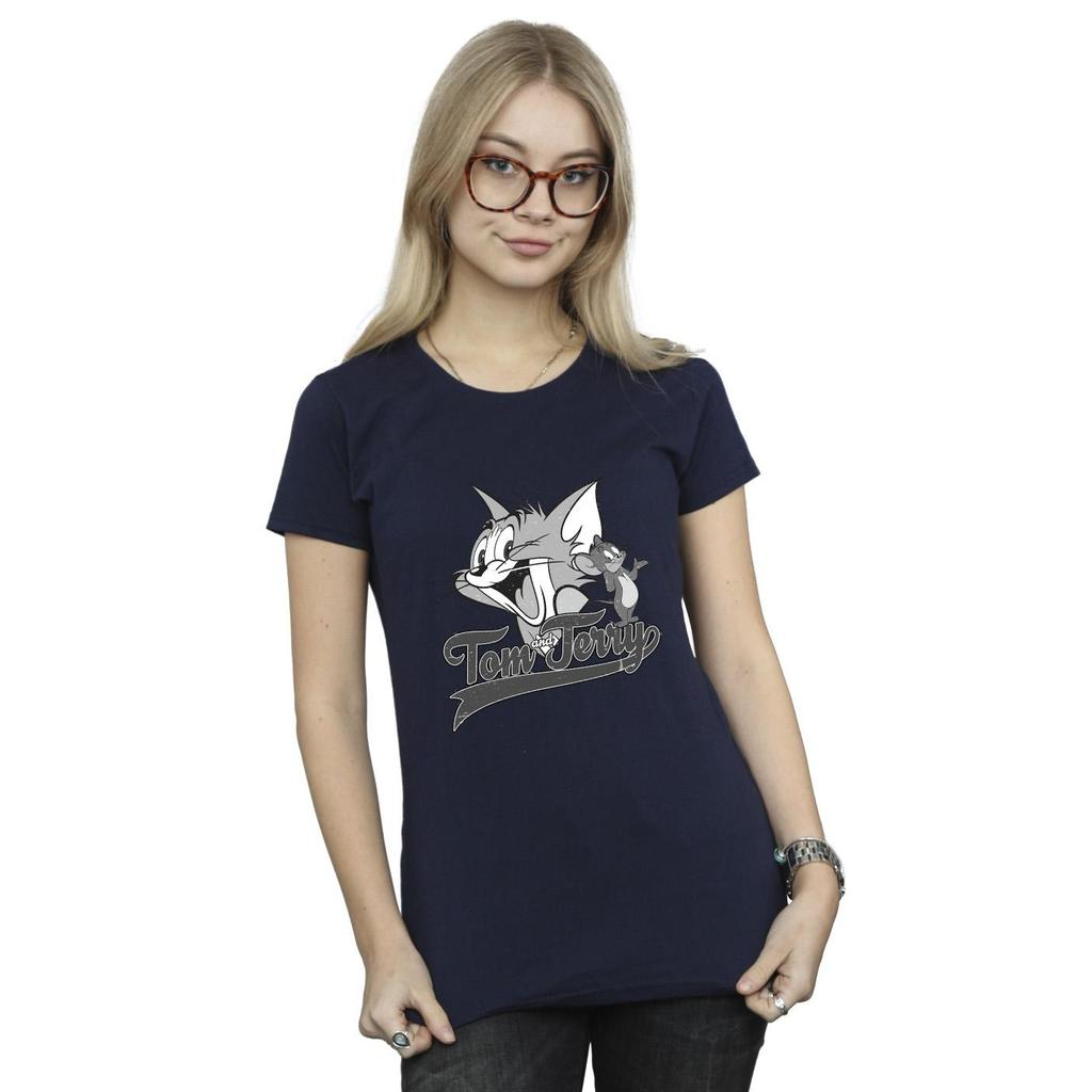 Tom And Jerry Womens/Ladies Greyscale Square Cotton T-Shirt