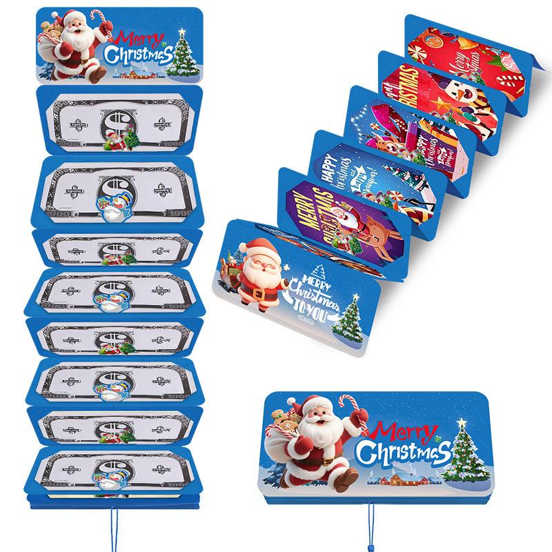 Рождественский конверт для денежного подарка, 10 отделений, рождественские конверты для денег с зажимом для наличных, праздничные держатели для конвертов для денежных подарочных карт