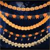 Halloween Banner Decoration Set with Honeycomb Pumpkin Paper Flower Skeleton Bat Spider Flag for Bar Party Room Scene Decor Use