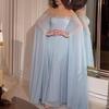 Women Elegant Round Neck Rhinestone Pearl Long Sleeves Kaftan Middle East Bride Bridesmaids Wedding Long Dress Gorgeous Party Maxi Ball Gowns