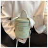 Autumn 2024 Trendy Women's Round Bucket Crossbody Bag: Solid Color, Textured, Hand-Held, and Stylish.