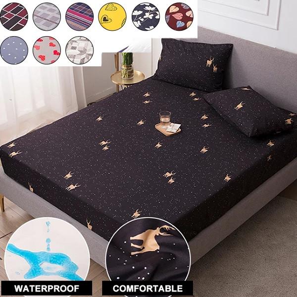 Printing Fitted Sheet For Bed Waterproof Bedcover Mattress Protector with Elastic Band Bed Sheet Bedspread Bed Linens No Pillowcases