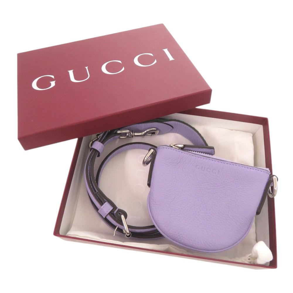 Used AUTHENTIC GUCCI 821831 Logo Micro Mini Shoulder Bag purple Leather