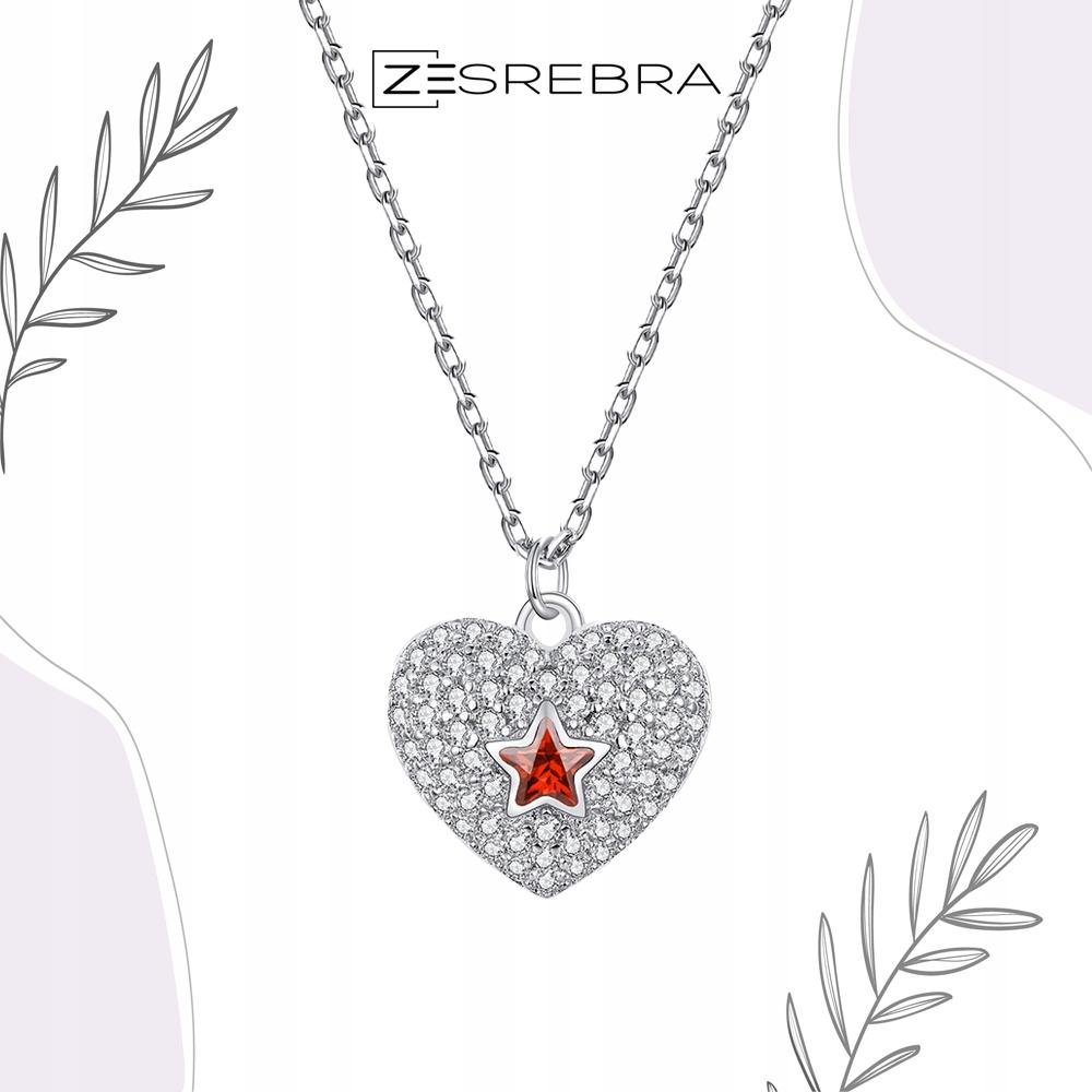Chain Pr 925 Heart With Cubic Zirconia Crystal Heart Star