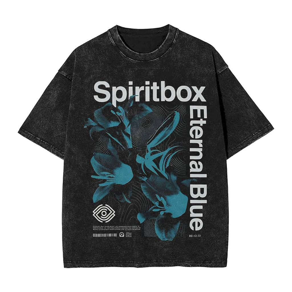 Мужские Женские Spiritbox Логотип Винтажные Стиранные Футболки Чистый Хлопок Топы Повседневные С Коротким Рукавом Круглый Вырез Футболки Футболка