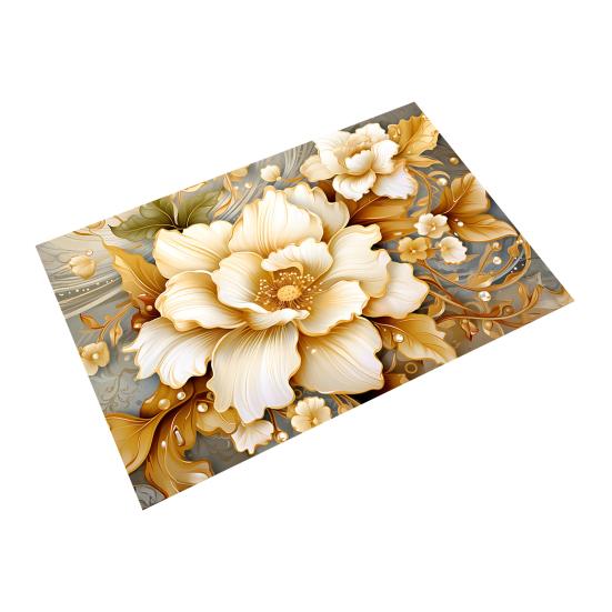 Коврик для пола 3D цветочный узор Нескользящая резиновая основа Впитывающий Быстросохнущий Ковер Ванная Кухня Прачечная