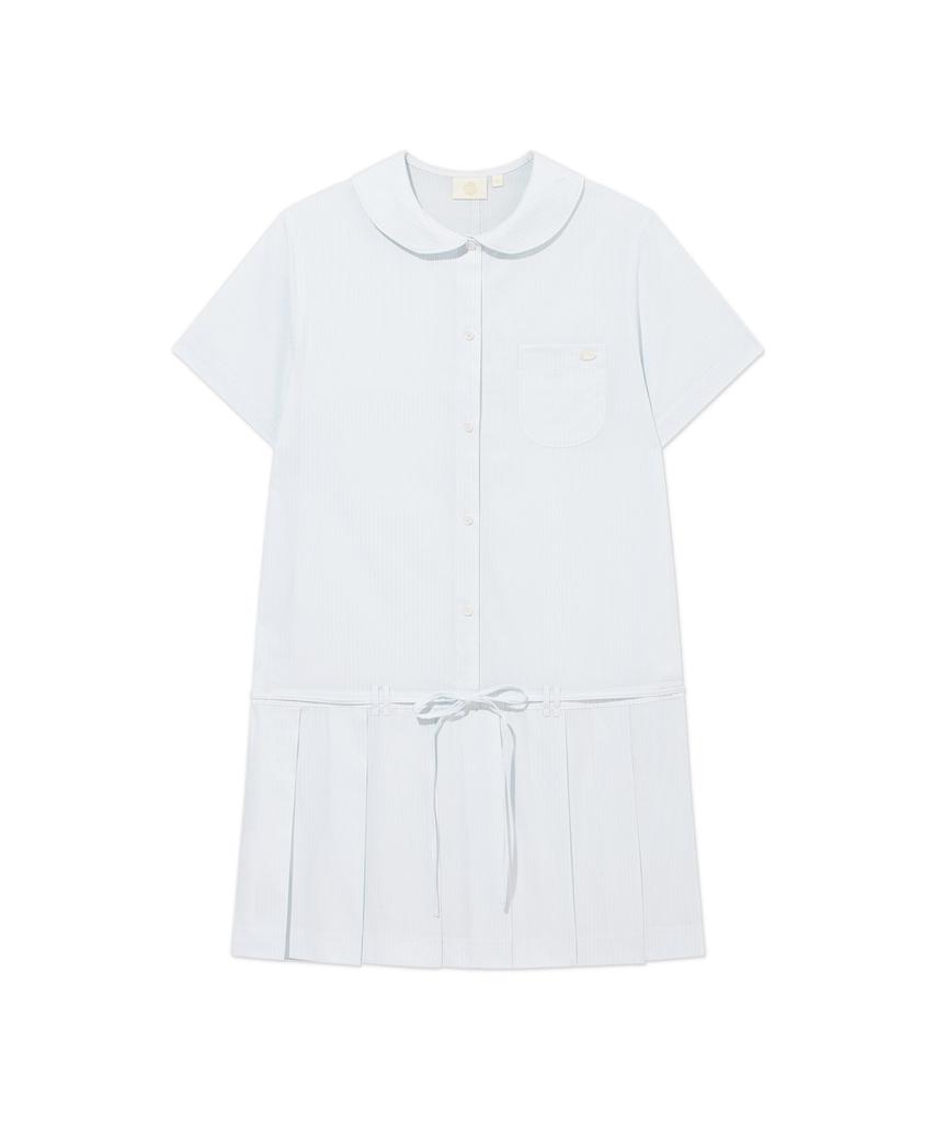 Covernat Woman Pleated Shirt Dress Sky Blue