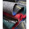 VICTORIA&VERA Women's British Plaid Color-Block Tassel Wool Scarf