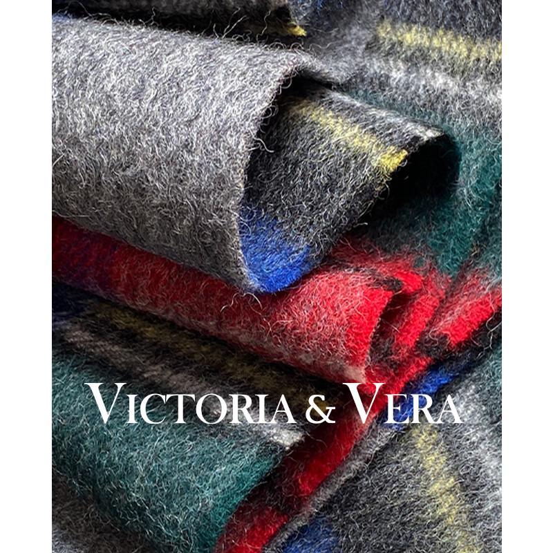 VICTORIA&VERA Women's British Plaid Color-Block Tassel Wool Scarf
