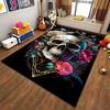 Skull and Floral Design Carpet with Roses and Abstract Elements Suitable for use as an anti-slip for living room bedroom sofas