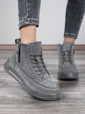 Женские хлопковые зимние сапоги большого размера: Зимние теплые, нескользящие, утолщенные, на плюшевой подкладке уличные ботинки