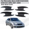 Для Mercedes Benz E280 E320 E430 E500 E63 AMG 2001 2002 2003 2009 Автомобильный аксессуар Углеродные накладки на ручки дверей Стиль наклейки