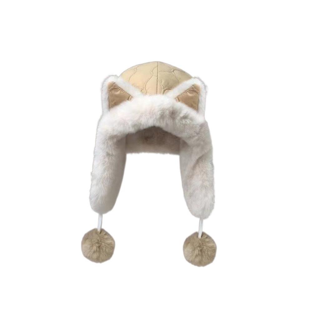 Теплая плюшевая шапка-бини, ветрозащитная шапка с защитой ушей, креативная шапка-пуловер с кошачьими ушками, женская