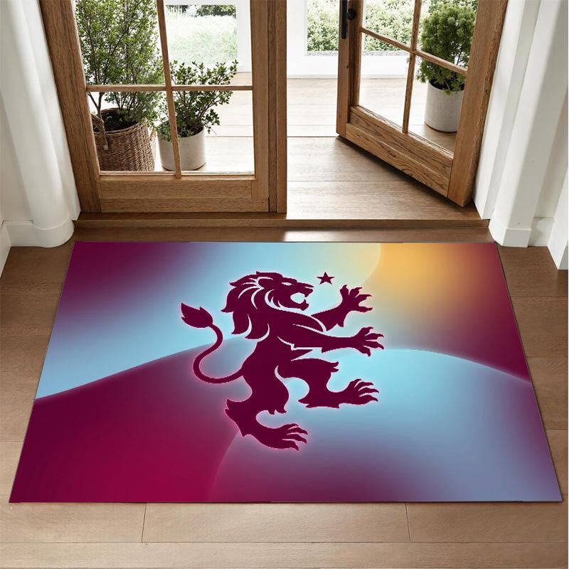 Aston Villa Football Design Crystal Velvet Rug Soft Decorative Mat for Bedroom Entrance