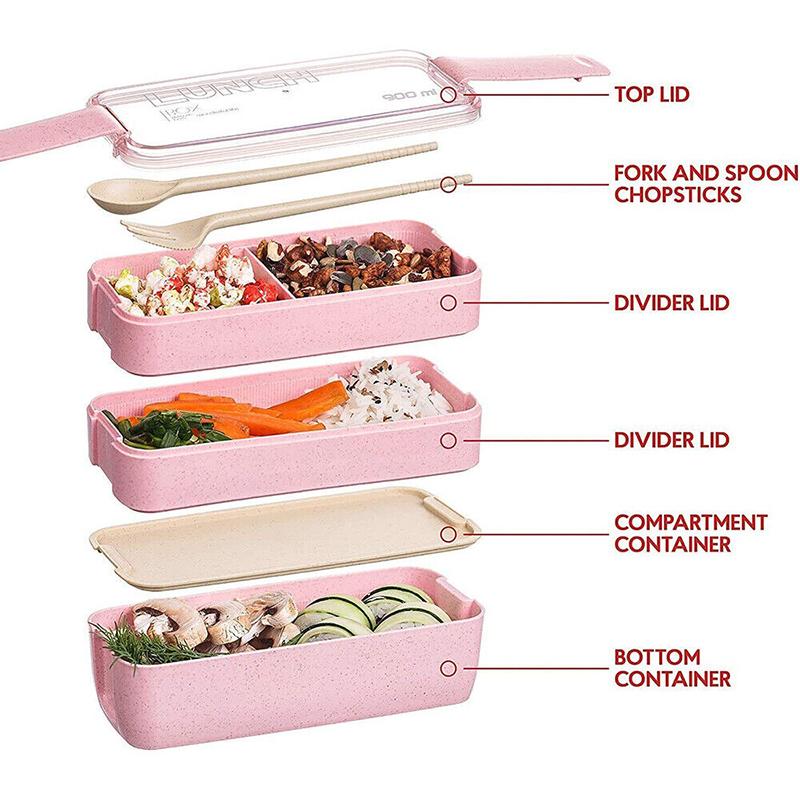 3-слойный ланч-бокс, ложка, вилка, столовая посуда, набор для хранения еды, бенто, микроволновая печь