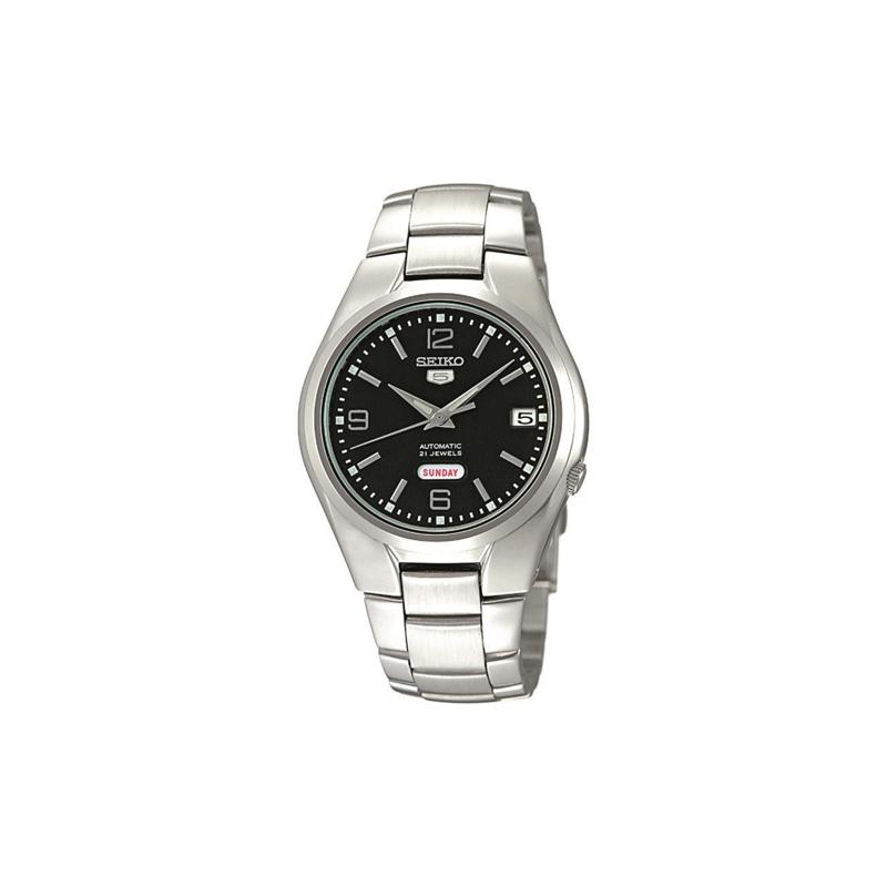 Seiko SEIKO5 серия водонепроницаемый отображение даты Автоматический Стальной ремешок мужчины и женщины одинаковый стиль черный циферблат SNK623K1