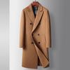 Мужское пальто осень и зима длинный двубортный шерстяной тренчкот молодежный с возможностью снятия пуховой подкладки двухстороннее шерстяное пальто