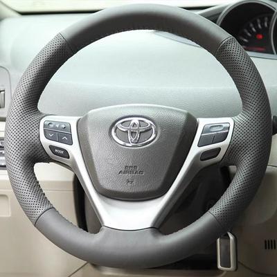 Для Toyota Verso EZ Avensis Черная кожа Наппа, сшитая вручную, нескользящая крышка рулевого колеса автомобиля