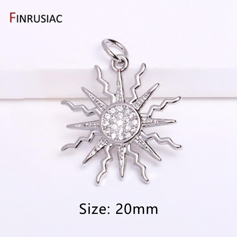 14K Gold Plated Round Sun Charms Brass Inlaid Zircon Sun Pendants For DIY Nacklace Making Jewelry Making Accessories
