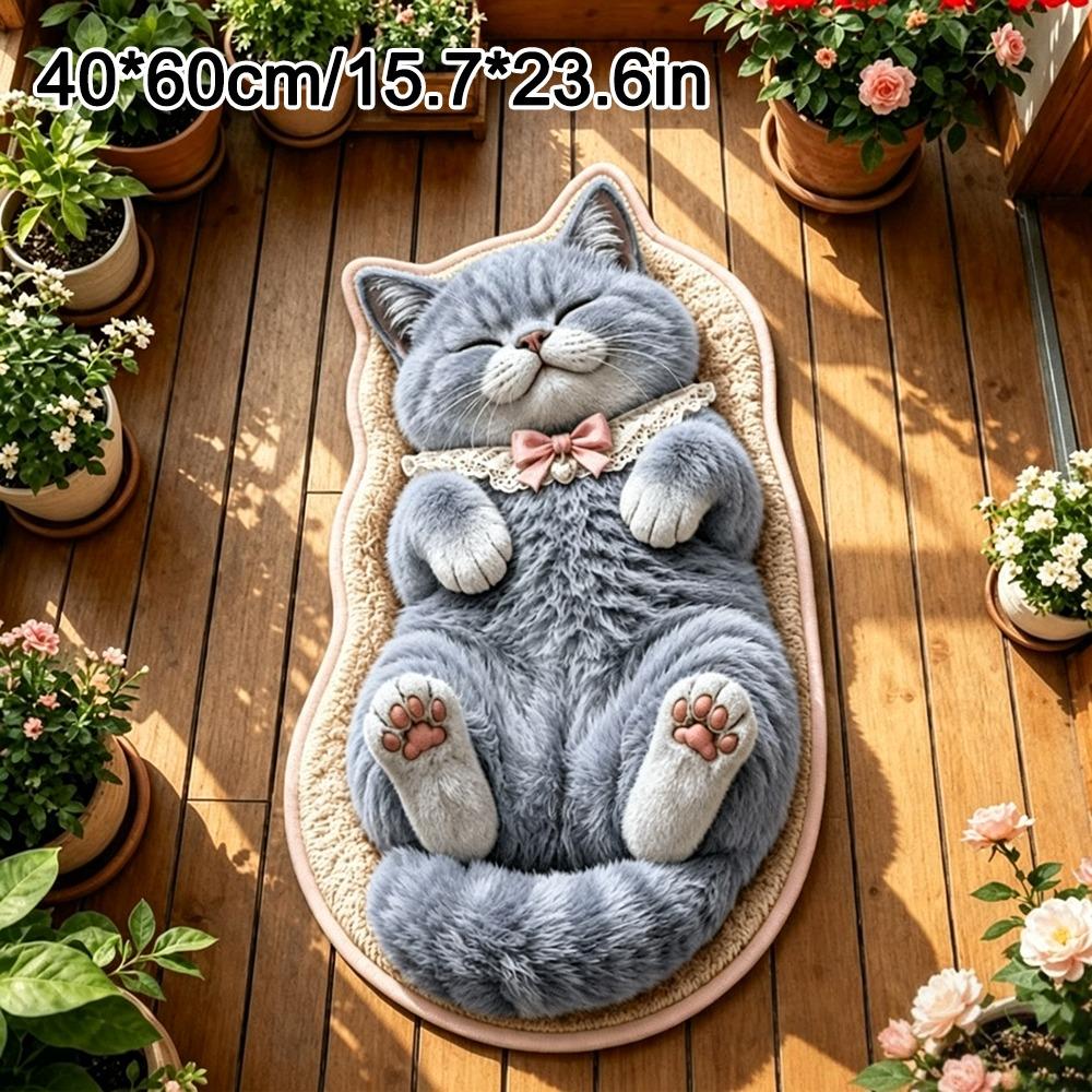 Soft Surface Cat Shaped Rug Special-shaped Cat Shaped Carpet Cute Bathroom Floor Mat  Bedroom Decor