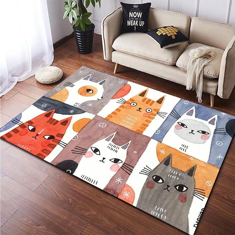 Милый ковер с мультяшным котом для йоги в гостиной, детский коврик для игр, коврик для ползания, придверный коврик, прекрасный котенок, домашний декор, напольные коврики