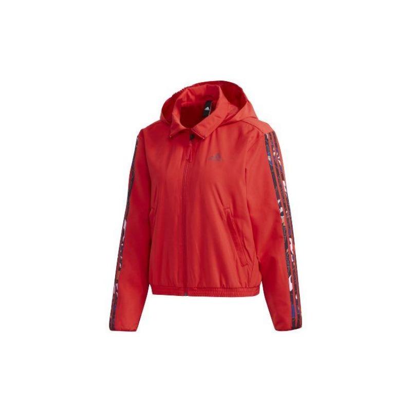 adidas Mic Warm Women's Red Floral Print Hooded Jacket GG0769