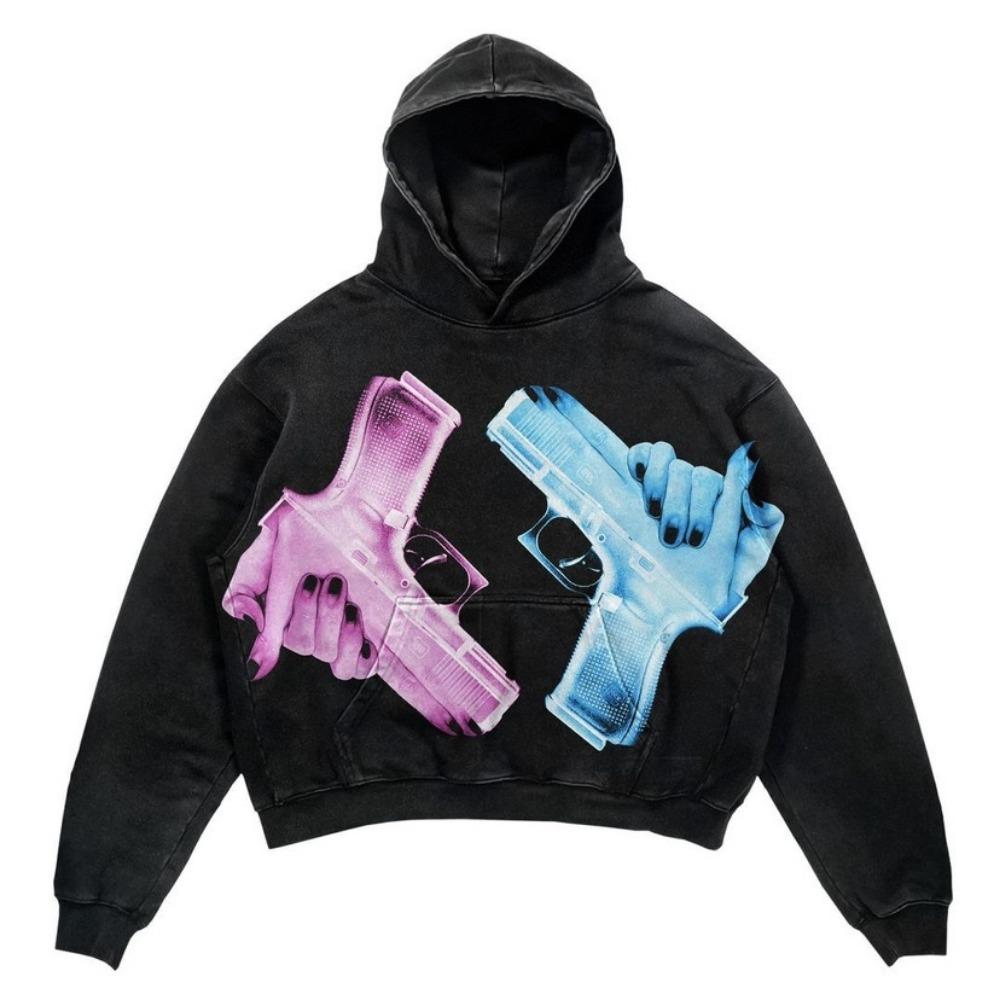 RogueWave Панк Стиль Череп Вареный Пуловер Худи с Длинным Рукавом Хип-Хоп Ретро Уличный Свободный Оверсайз Толстовка Харадзюку Готический Топ