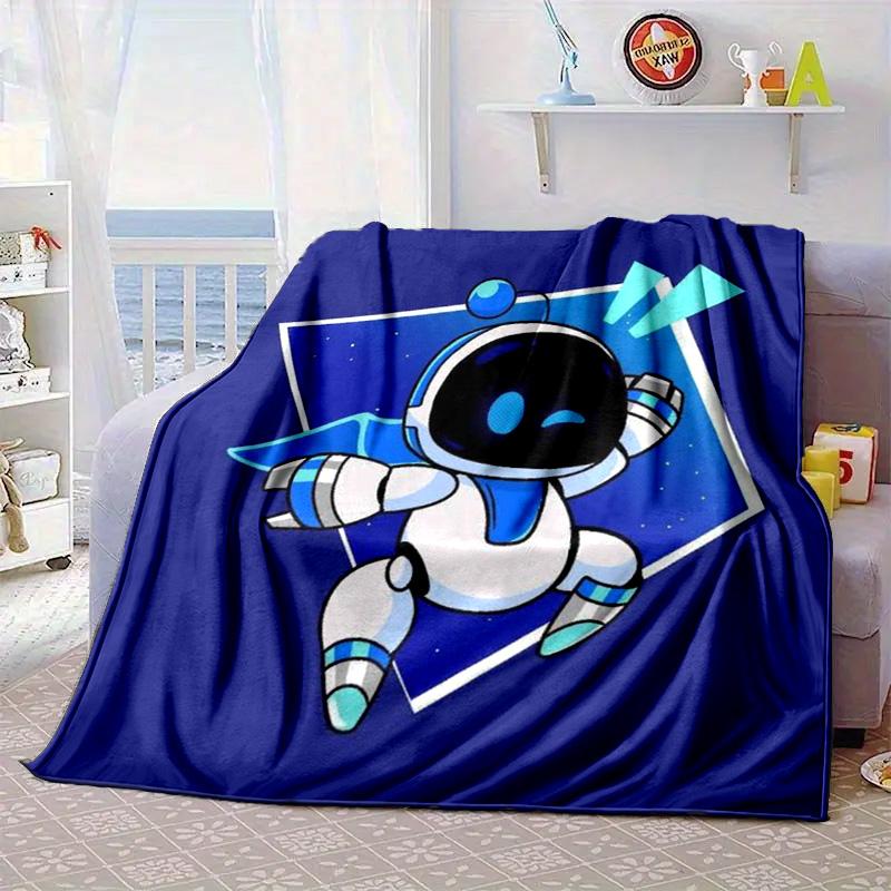 Space Adventure Astro Bot Portable Blanket/Soft Blanket Bedding Blanket Suitable for Travel Camping Living Rooms Offices Sofas Fan Gifts