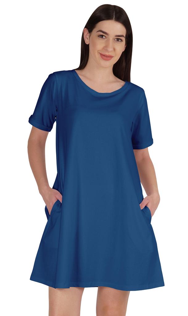 Inkmeso Платье-халат с карманами, летняя хлопковая туника, футболка, платье для женщин