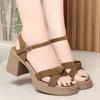 Мода 2024 года удобные модные туфли с узлом из флока сандалии на платформе 2024 летние босоножки на высоком каблуке офисная модель для мам элегантные