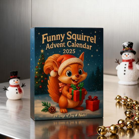 Белка Адвент-календарь 2025 24-дневный Рождественский календарь обратного отсчета с 24 2D акриловыми украшениями в виде белок для украшения праздничной елки