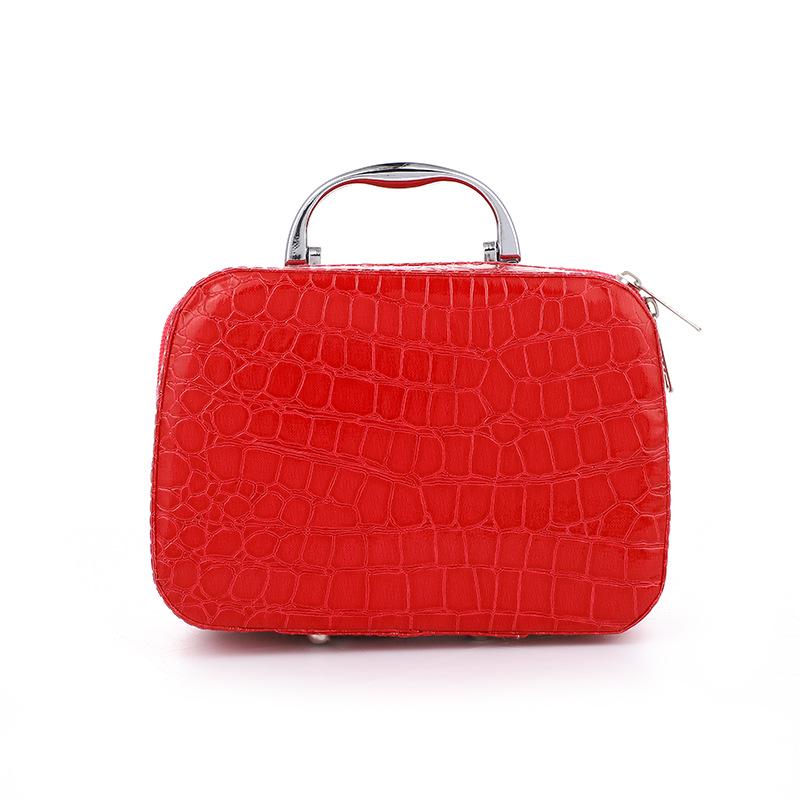 Large Capacity Korean Style Stone Pattern Cosmetic Bag with Mirror