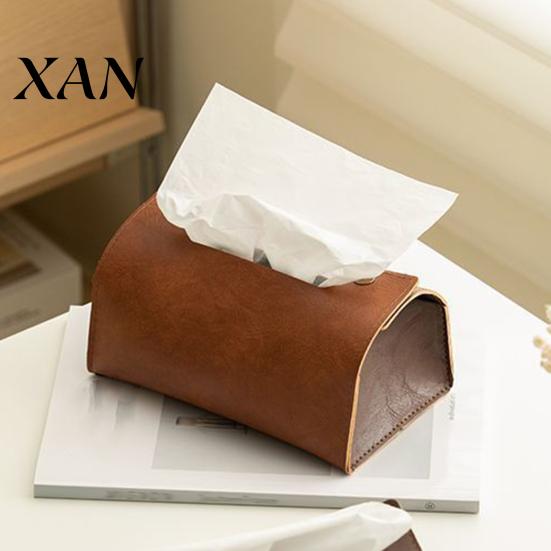 Kitchen Paper Holder PU Leather Tissue Box, Foldable Retro Style Holder, Modern Home Decor Decorative Desktop Organizer, for Office Desk Car
