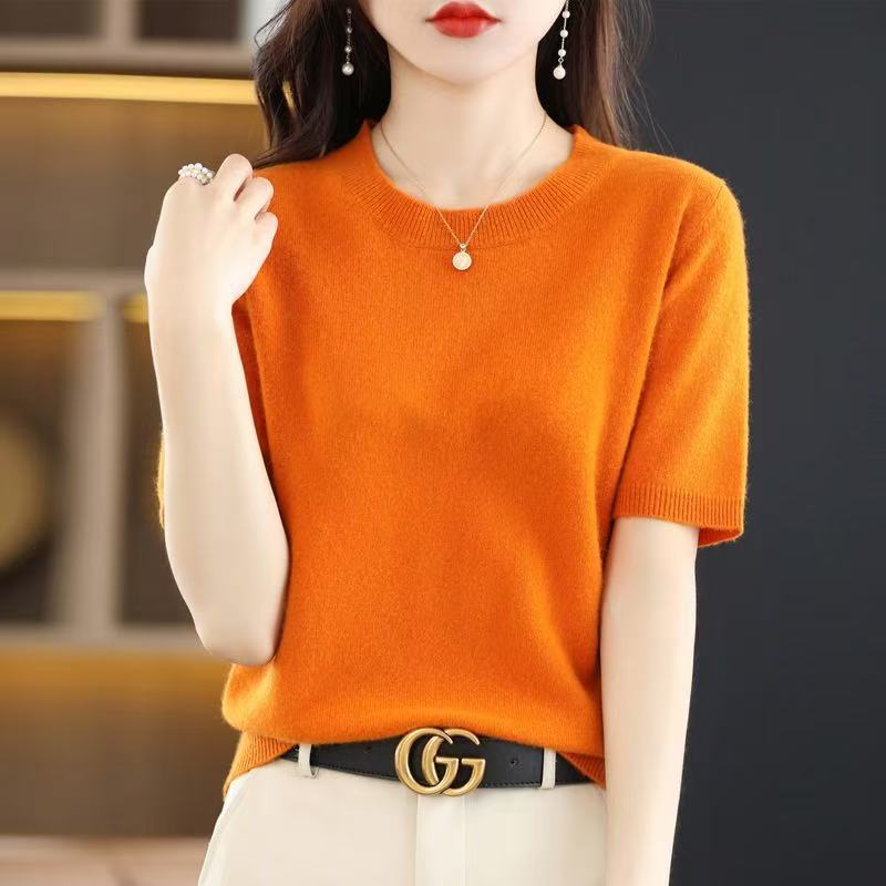 Womens Short Sleeve T Shirt With Polyester Blend Fabric For Casual Wear