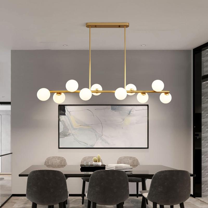 Dining Room Ceiling Chandelier Suspension Horizontal Glass Balls Chandeliers Kitchen Hanging Lamp Office Front Desk Lights