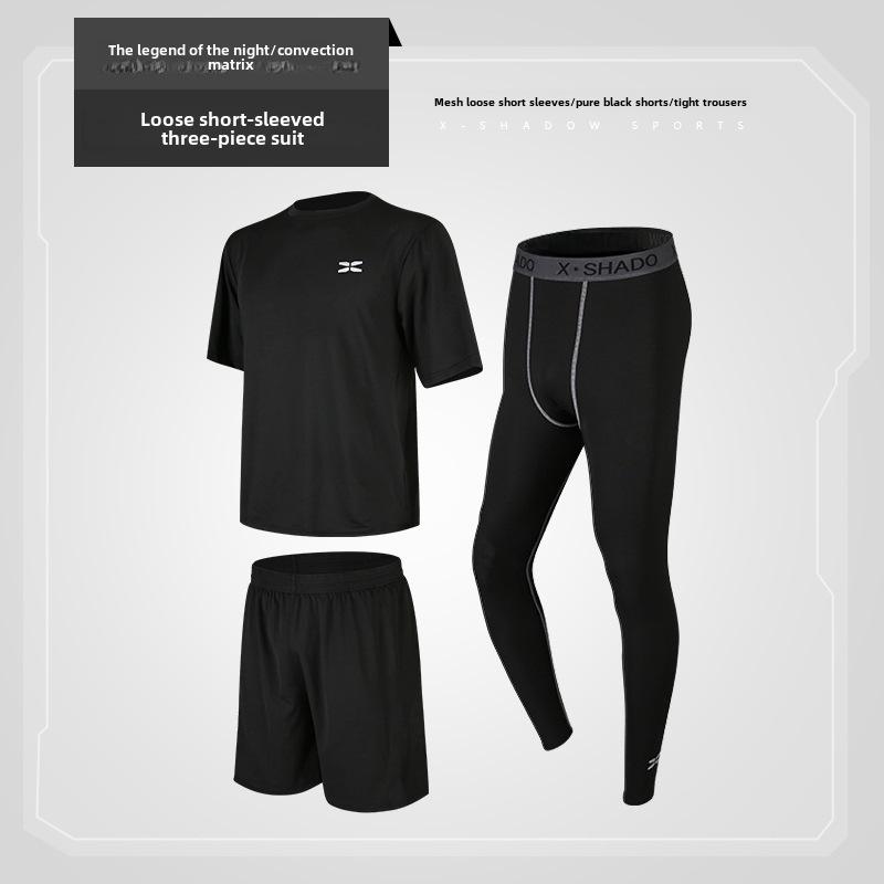 Мужской повседневный фитнес-костюм для бега: Шорты и леггинсы с коротким рукавом для йоги и тренировок
