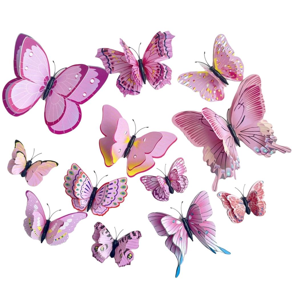 Pack of 24 Colorful Butterfly Cake Topper Accessories Cake Decoration Cake Insert for Birthday Party Decors