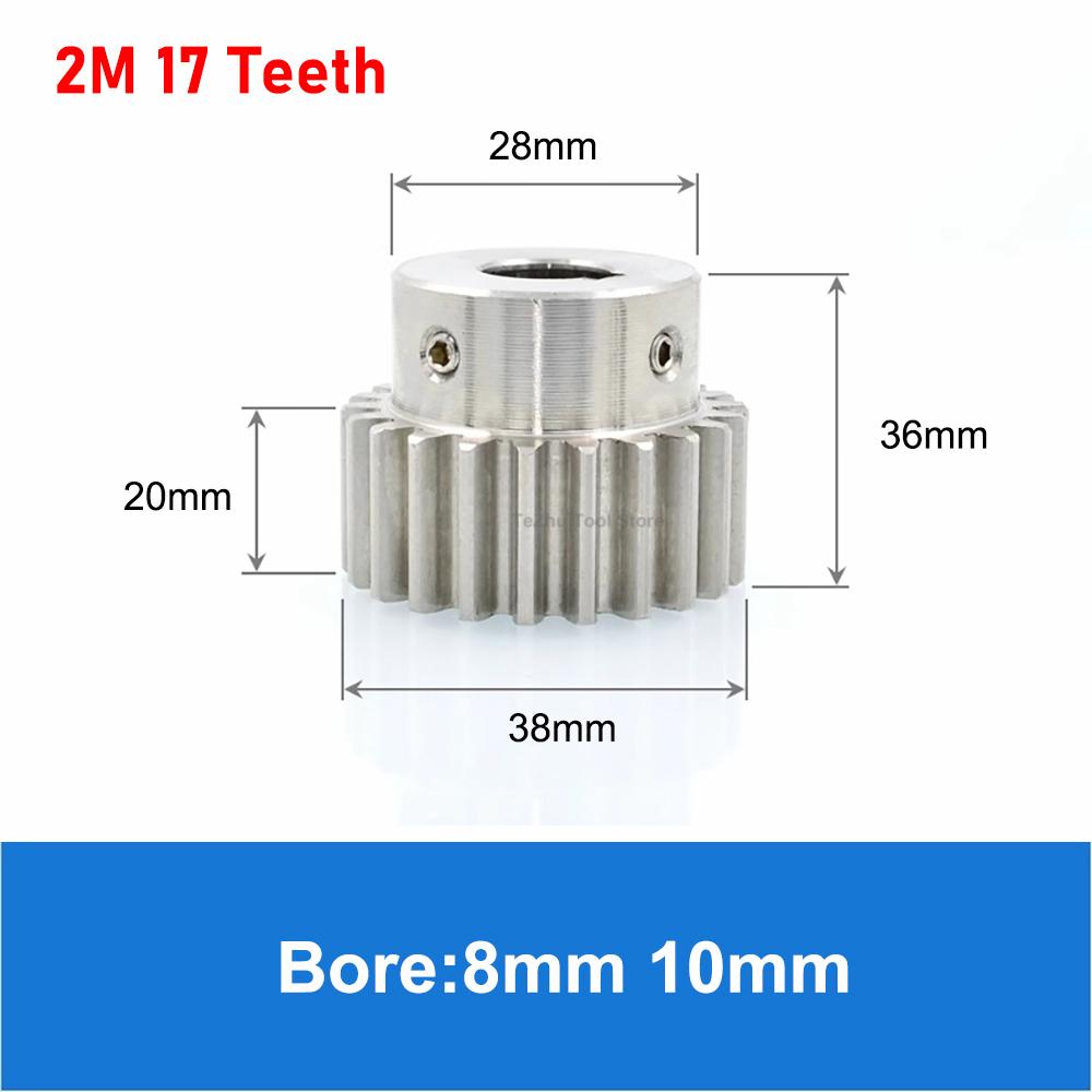 1Pcs 2M 12T-30T Pinion Spur Gear 304 Stainless Steel 2 Mod 12 Teeth-30 Teeth Motor Metal Step Convex Gear Transmission Parts