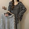 Худи-футболка в корейском стиле для беременных в полоску - Свободный крой, Универсальная, Омолаживающая весенняя одежда